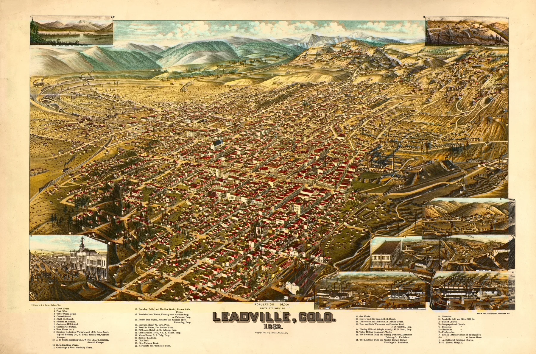 Historic panoramic map detail from Leadville