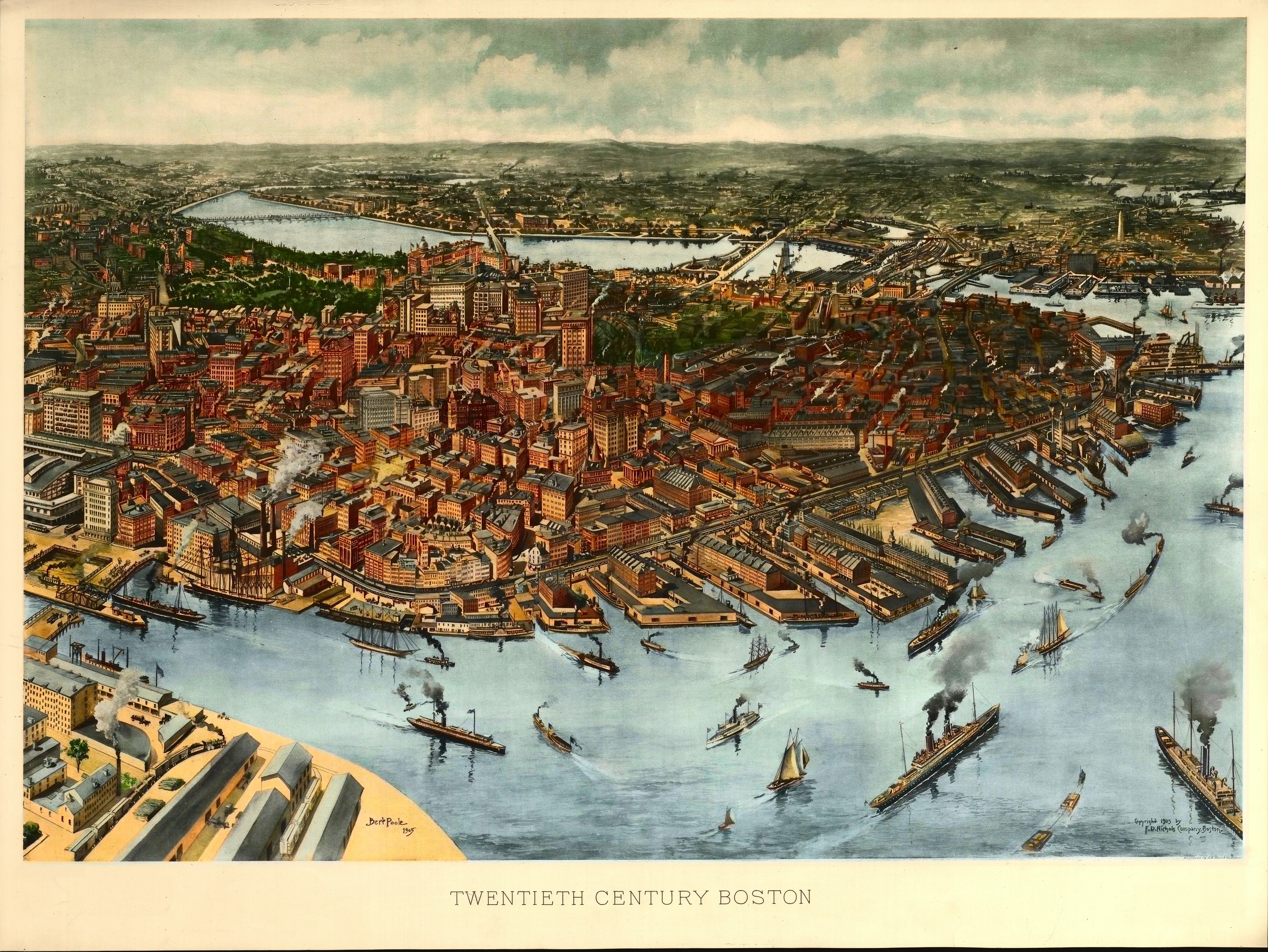 Panoramic map of Boston, Massachusetts, 1905