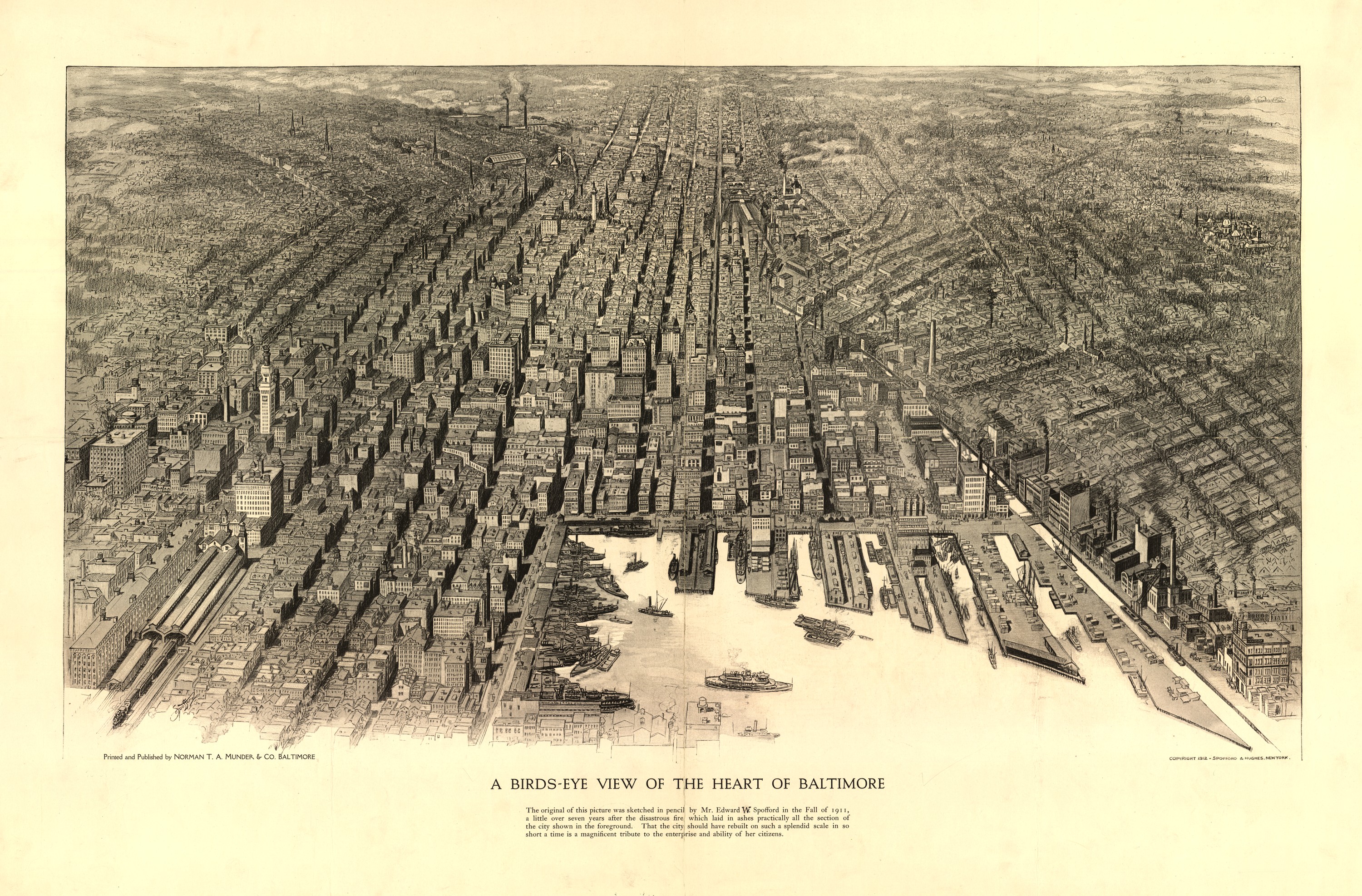 Panoramic map of Baltimore, Maryland, 1912